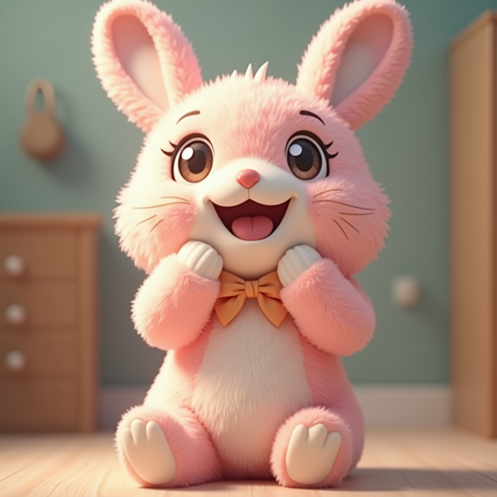 Anime — Round-eyed Pastel Bunny Plush Character With Character #0171 (Recraft)