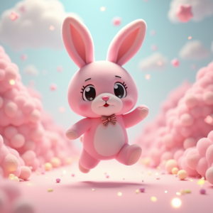 Anime — Round-eyed Pastel Bunny Plush Character With Character #0183 (Recraft)