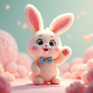 Anime — Round-eyed Pastel Bunny Plush Character With Character #0195 (Recraft)