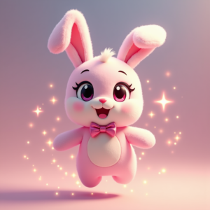 Anime — Round-eyed Pastel Bunny Plush Character With Character #0219 (Recraft)