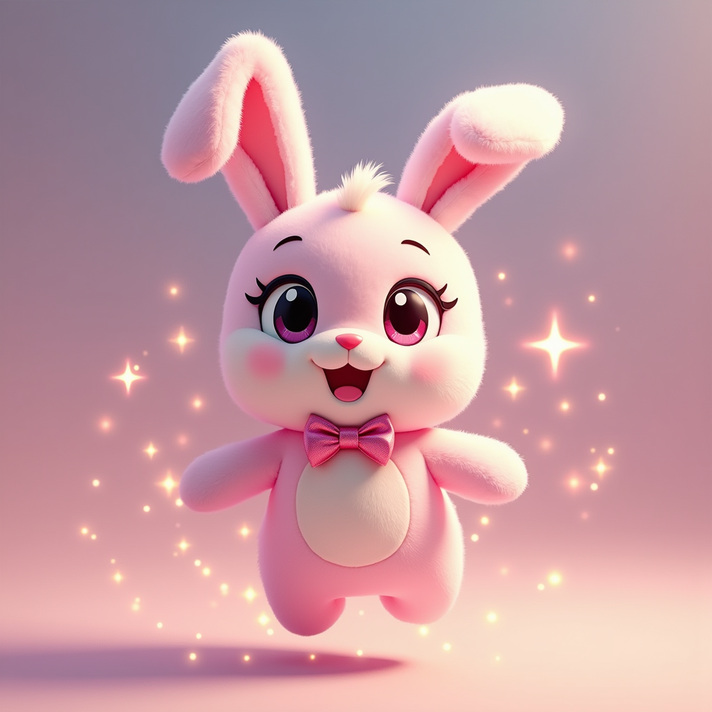 Anime — Round-eyed Pastel Bunny Plush Character With Character #0219 (Recraft)