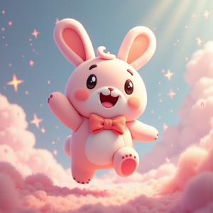 Anime — Round-eyed Pastel Bunny Plush Character With Character #0240 (Gemini)