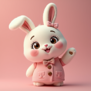 Anime — Round-eyed Pastel Bunny Plush Character With Character #0252 (Gemini)