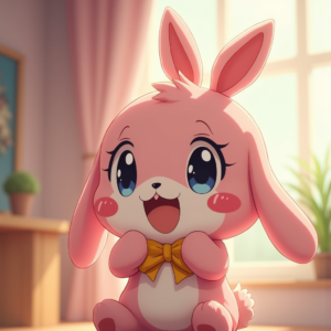 Anime — Round-eyed Pastel Bunny Plush Character With Character #0264 (Gemini)