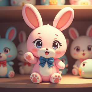 Anime — Round-eyed Pastel Bunny Plush Character With Character #0288 (Gemini)