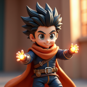 Anime — Spiky-haired Anime Hero In A Battle-worn Character #0008 (Midjourney)