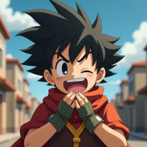 Anime — Spiky-haired Anime Hero In A Battle-worn Character #0026 (Firefly)