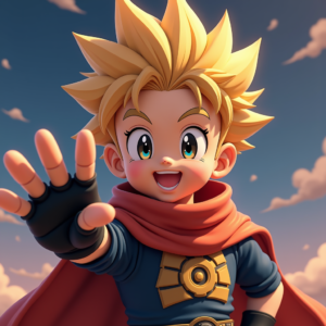 Anime — Spiky-haired Anime Hero In A Battle-worn Character #0044 (Midjourney)