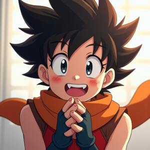 Anime — Spiky-haired Anime Hero In A Battle-worn Character #0227 (Krea)