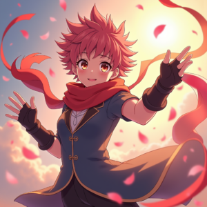 Anime — Spiky-haired Anime Hero In A Battle-worn Character #0233 (Leonardo)