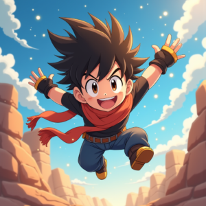 Anime — Spiky-haired Anime Hero In A Battle-worn Character #0239 (Krea)