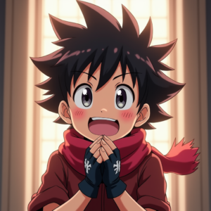 Anime — Spiky-haired Anime Hero In A Battle-worn Character #0263 (Krea)