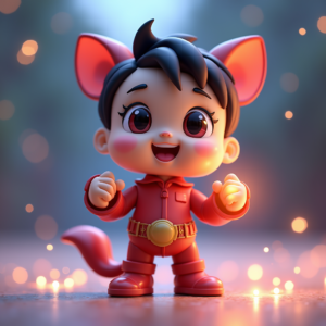 Anime — Stylized 3D-render Mascot With Glossy Vinyl-toy Character #0118 (FLUX)