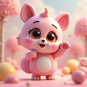 Anime — Stylized 3D-render Mascot With Glossy Vinyl-toy Character #0196 (Ideogram)