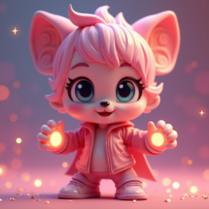 Anime — Stylized 3D-render Mascot With Glossy Vinyl-toy Character #0319 (Dreamina)