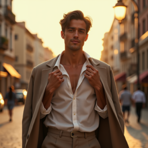 Beauty — Man In A Relaxed Linen Shirt Photography #0032 (Gemini)