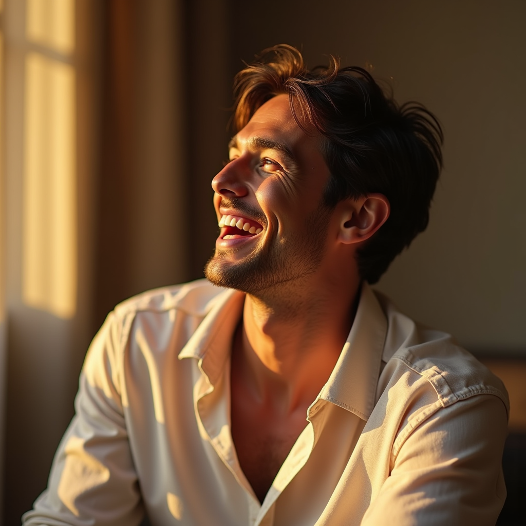 Beauty — Man In A Relaxed Linen Shirt Photography #0050 (Seedream)