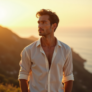 Beauty — Man In A Relaxed Linen Shirt Photography #0134 (Seedream)