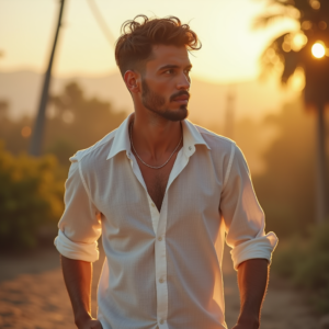 Beauty — Man In A Relaxed Linen Shirt Photography #0146 (Seedream)