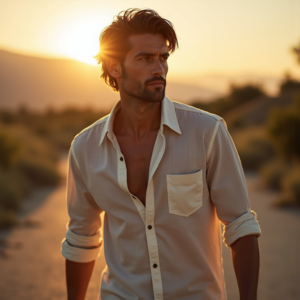 Beauty — Man In A Relaxed Linen Shirt Photography #0182 (Seedream)