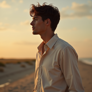 Beauty — Man In A Relaxed Linen Shirt Photography #0247 (Krea)