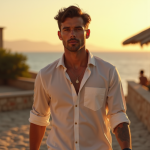 Beauty — Man In A Relaxed Linen Shirt Photography #0295 (Krea)