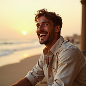 Beauty — Man In A Relaxed Linen Shirt Photography #0307 (Krea)