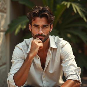 Beauty — Man In A Relaxed Linen Shirt Photography #0337 (Leonardo)