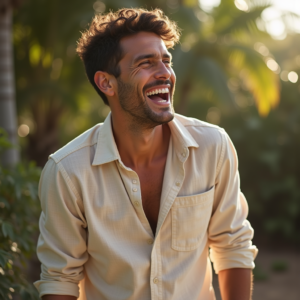 Beauty — Man In A Relaxed Linen Shirt Photography #0343 (Krea)