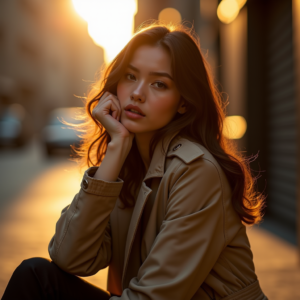 Beauty — Model In A Structured Trench Coat Photography #0012 (Ideogram)