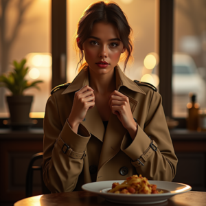 Beauty — Model In A Structured Trench Coat Photography #0108 (Ideogram)