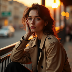 Beauty — Model In A Structured Trench Coat Photography #0120 (Ideogram)
