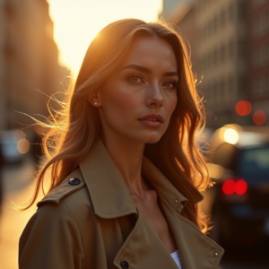 Beauty — Model In A Structured Trench Coat Photography #0174 (FLUX)