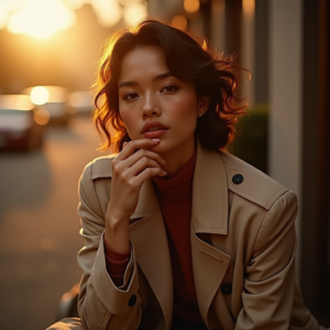 Beauty — Model In A Structured Trench Coat Photography #0192 (Ideogram)