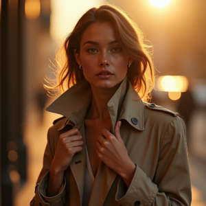 Beauty — Model In A Structured Trench Coat Photography #0216 (Ideogram)