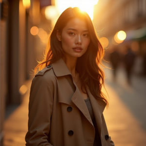 Beauty — Model In A Structured Trench Coat Photography #0299 (Recraft)