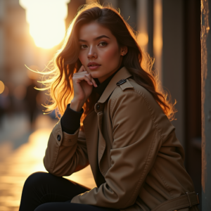 Beauty — Model In A Structured Trench Coat Photography #0341 (Stable Diffusion)
