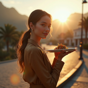 Beauty — Traveler In Earth-toned Layers Against A Photography #0023 (Recraft)