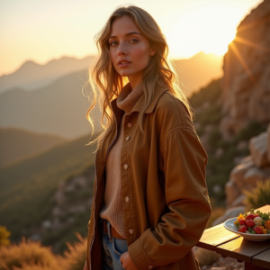 Beauty — Traveler In Earth-toned Layers Against A Photography #0077 (Stable Diffusion)