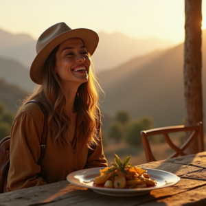 Beauty — Traveler In Earth-toned Layers Against A Photography #0089 (Stable Diffusion)