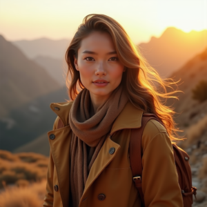 Beauty — Traveler In Earth-toned Layers Against A Photography #0113 (Stable Diffusion)