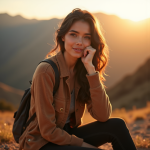 Beauty — Traveler In Earth-toned Layers Against A Photography #0119 (Recraft)