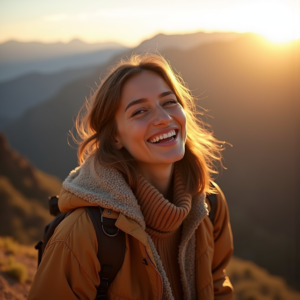 Beauty — Traveler In Earth-toned Layers Against A Photography #0125 (Stable Diffusion)