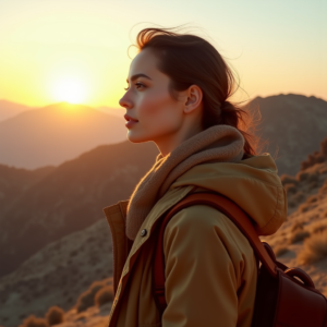 Beauty — Traveler In Earth-toned Layers Against A Photography #0137 (Stable Diffusion)
