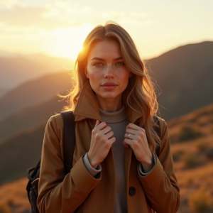 Beauty — Traveler In Earth-toned Layers Against A Photography #0143 (Recraft)