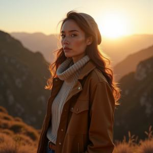 Beauty — Traveler In Earth-toned Layers Against A Photography #0173 (Stable Diffusion)