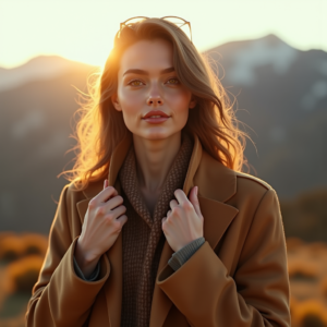 Beauty — Traveler In Earth-toned Layers Against A Photography #0179 (Recraft)