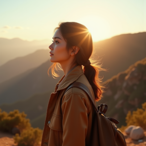Beauty — Traveler In Earth-toned Layers Against A Photography #0209 (Stable Diffusion)