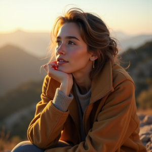 Beauty — Traveler In Earth-toned Layers Against A Photography #0232 (Midjourney)