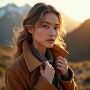 Beauty — Traveler In Earth-toned Layers Against A Photography #0256 (Midjourney)
